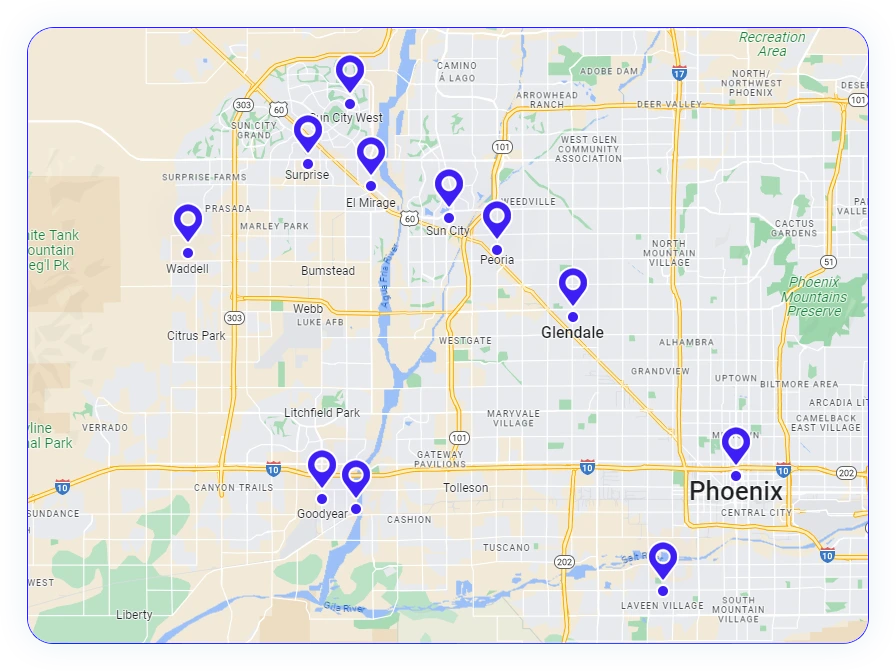 Map Phoenix AZ - Pinon Air Heating and Cooling in Phoenix, AZ